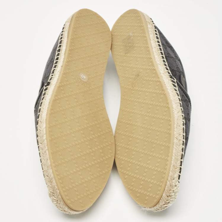 Pre Owned Gucci Black GG Canvas Slip On Espadrille Flats Size 40 