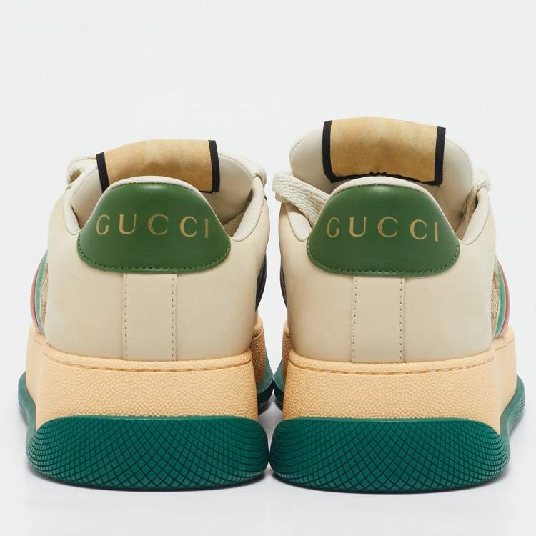 Pre Owned Gucci Multicolor Leather and GG Canvas Screener Sneakers Size 39