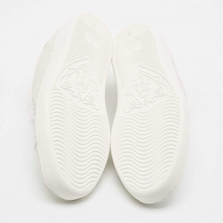 Pre Owned Gucci White Perforated Interlocking G Leather Ace Sneakers Size 37