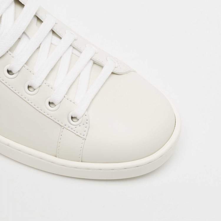 Pre Owned Gucci White Perforated Interlocking G Leather Ace Sneakers Size 37