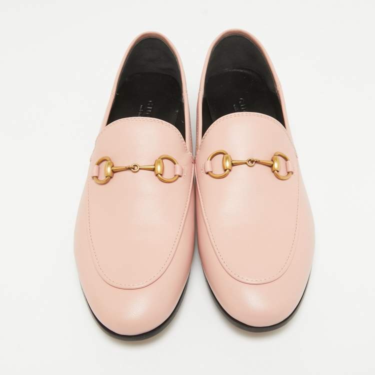 Pre Owned Gucci Pink Leather Brixton Loafers Size 37
