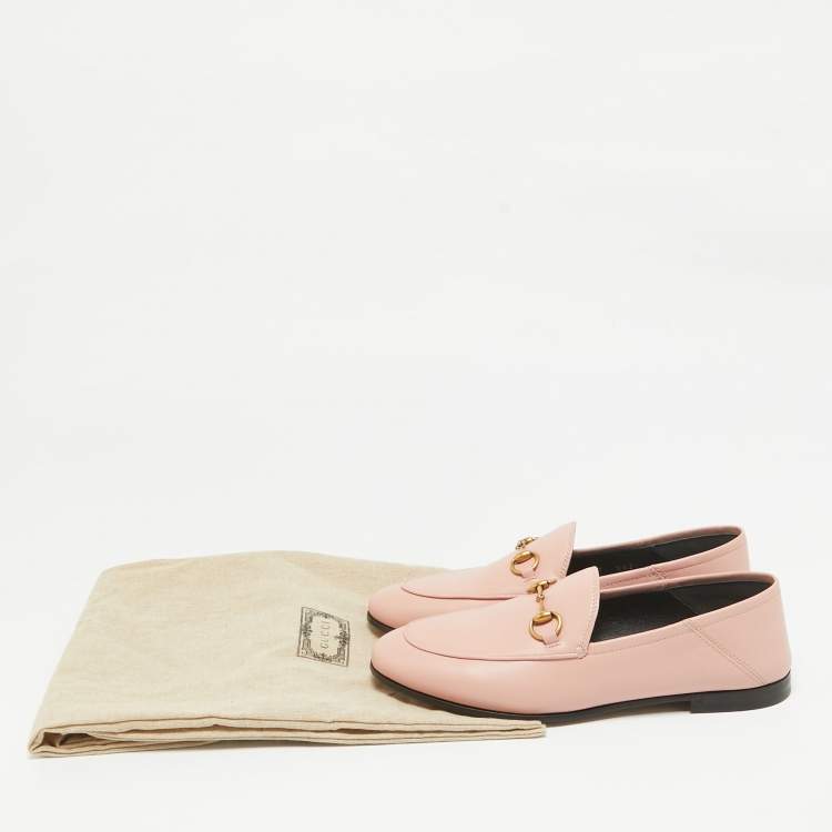 Pre Owned Gucci Pink Leather Brixton Loafers Size 37