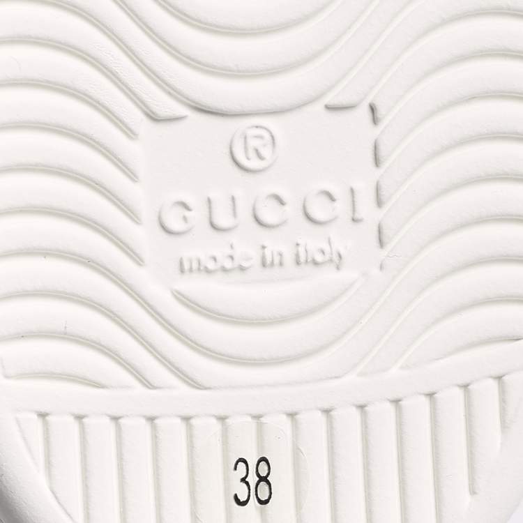 Pre Owned Gucci White Perforated Interlocking G Leather Ace Sneakers Size 38
