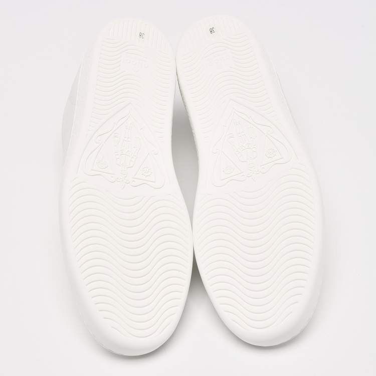 Pre Owned Gucci White Perforated Interlocking G Leather Ace Sneakers Size 38