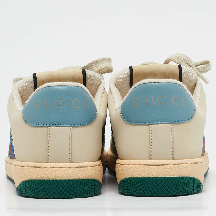 Pre Owned Gucci Multicolor Nubuck Leather and Crystal GG Canvas Screener Sneakers Size 41