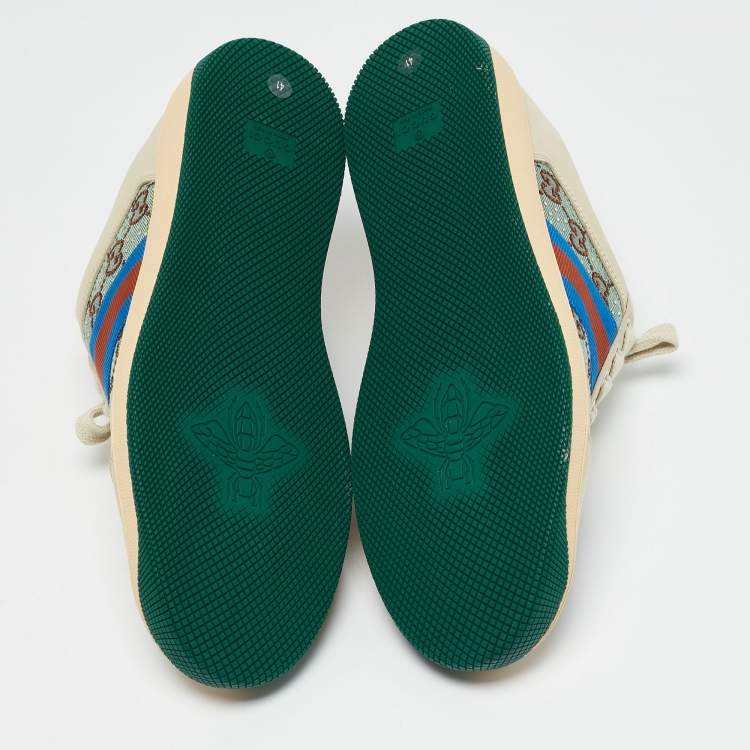 Pre Owned Gucci Multicolor Nubuck Leather and Crystal GG Canvas Screener Sneakers Size 41
