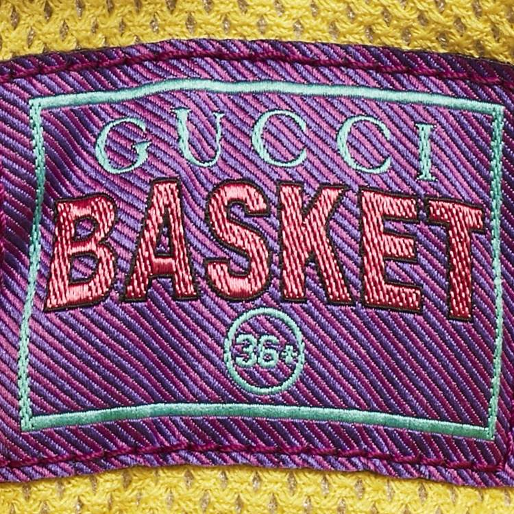 Pre Owned Gucci Multicolor Leather and Fabric Basket Sneakers Size 36.5