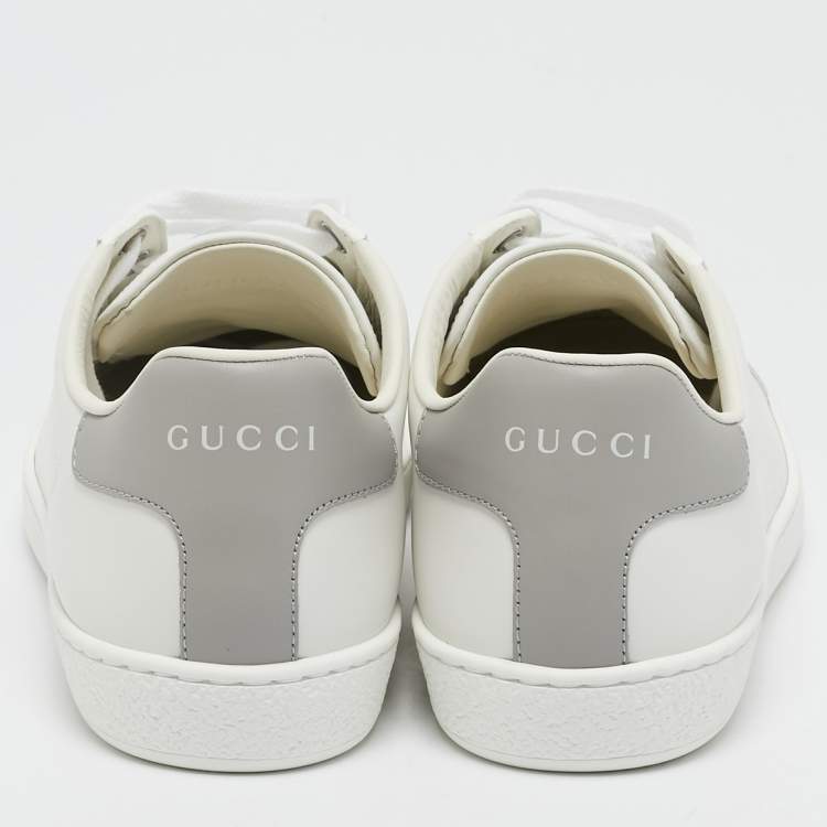 Pre Owned Gucci White Perforated Interlocking G Leather Ace Sneakers Size 37.5