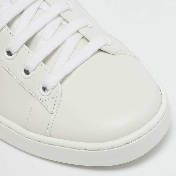 Pre Owned Gucci White Perforated Interlocking G Leather Ace Sneakers Size 37.5