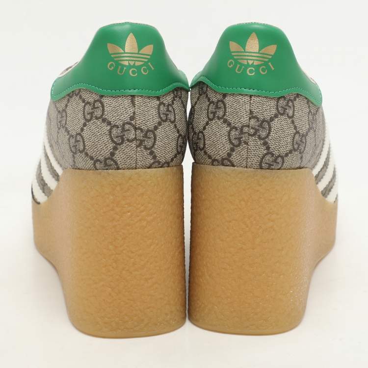 Pre Owned Gucci x Adidas Multicolor Coated Canvas GG Canvas Wedge Sneakers Size 41