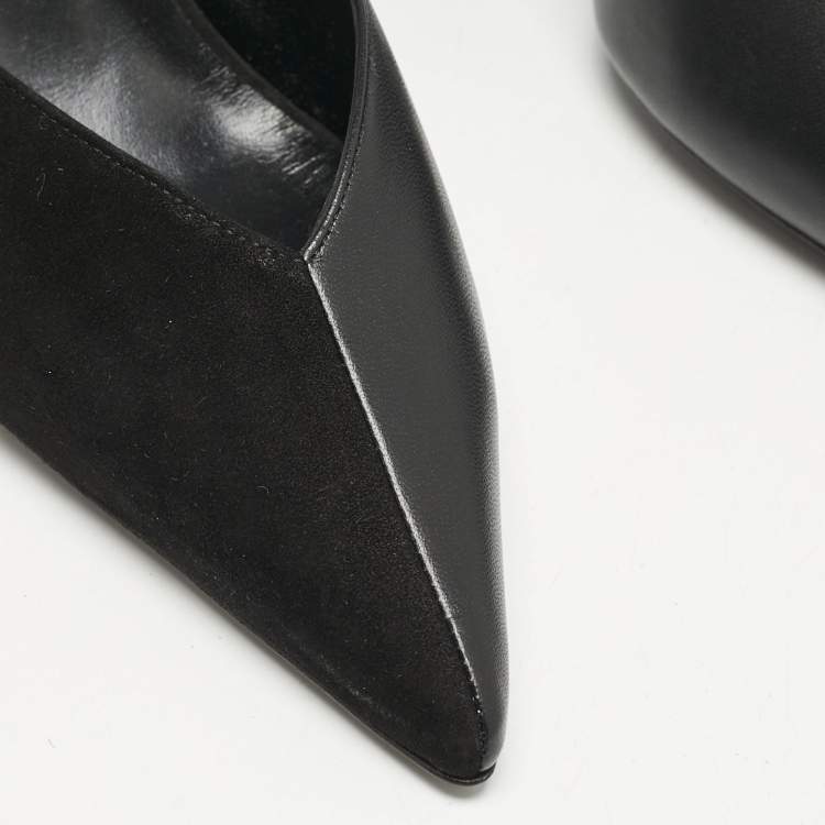 Pre Owned Gucci Black Leather and Suede Mary Jane Pumps Size 39