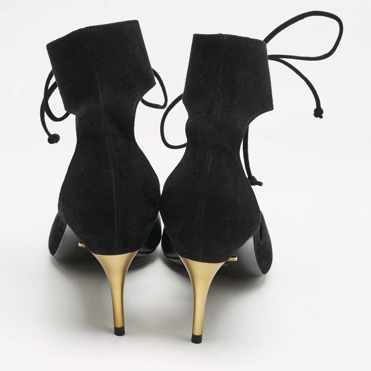 Pre Owned Gucci Black Leather and Suede Mary Jane Pumps Size 39