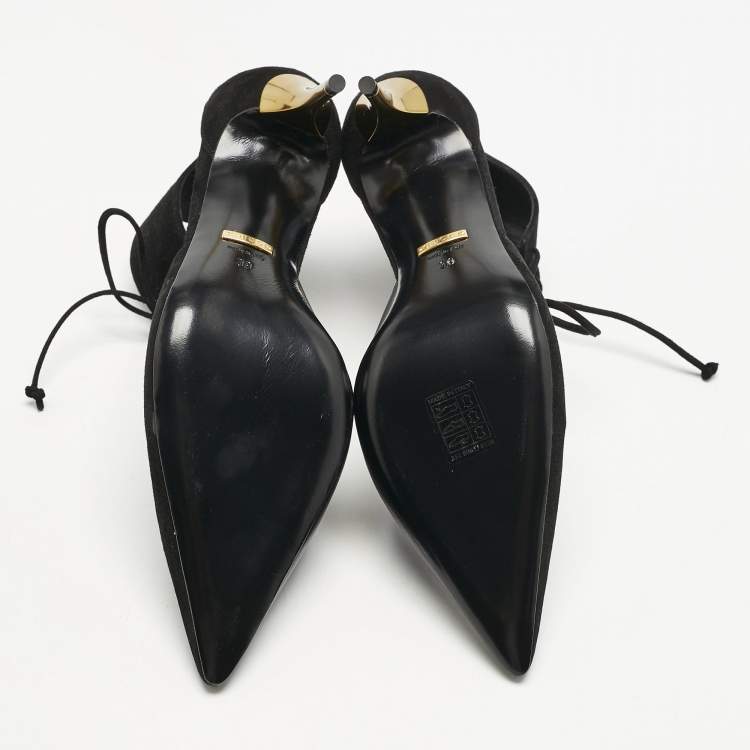 Pre Owned Gucci Black Leather and Suede Mary Jane Pumps Size 39