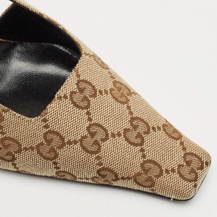 مملوكة مسبقًا Gucci Beige GG Canvas Slingback Pumps Size 38