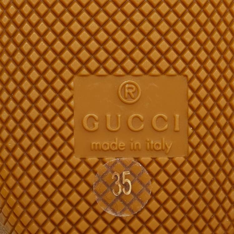 Pre Owned Gucci x Dapper Dan Green/Off White GG Micro Leather G74 Sneakers Size 35