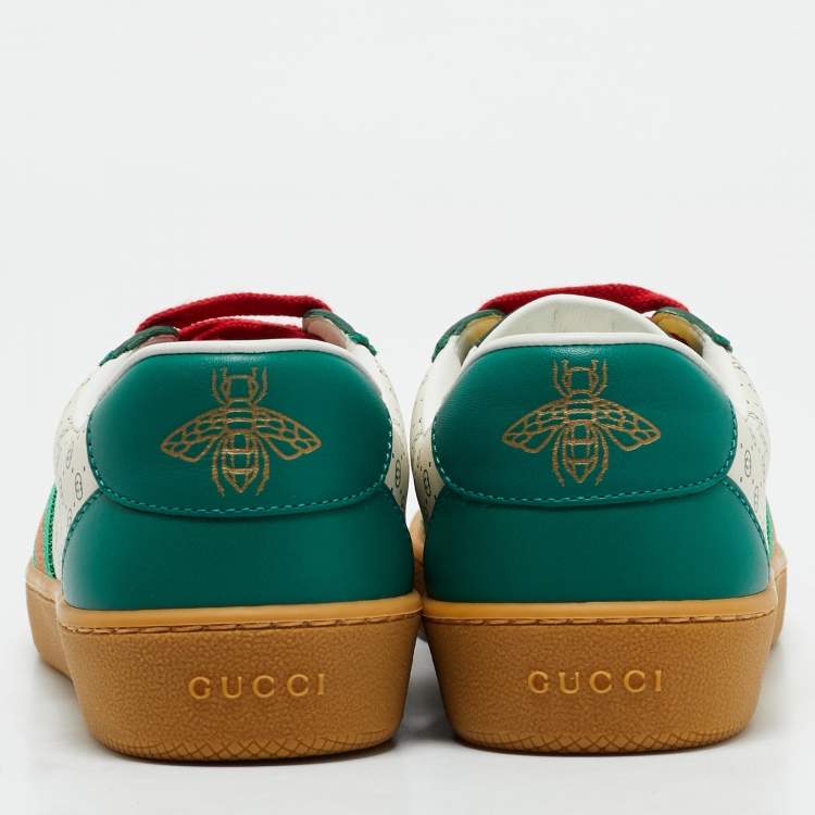 Pre Owned Gucci x Dapper Dan Green/Off White GG Micro Leather G74 Sneakers Size 35