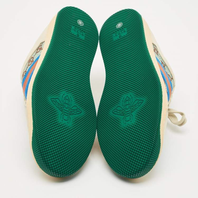 مملوكة مسبقًا Gucci Multicolor Nubuck Leather and Crystal GG Canvas Screener Sneakers Size 42