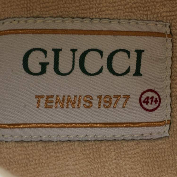 Pre Owned Gucci Beige/Brown GG Canvas Tennis 1977 High Top Sneakers Size 41.5