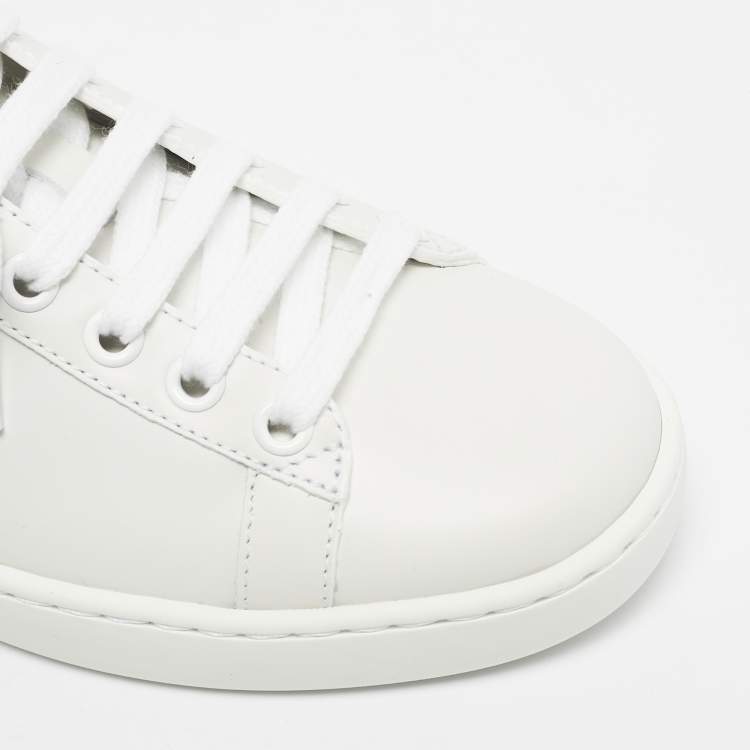 Pre Owned Gucci White Perforated Interlocking G Leather Ace Sneakers Size 35