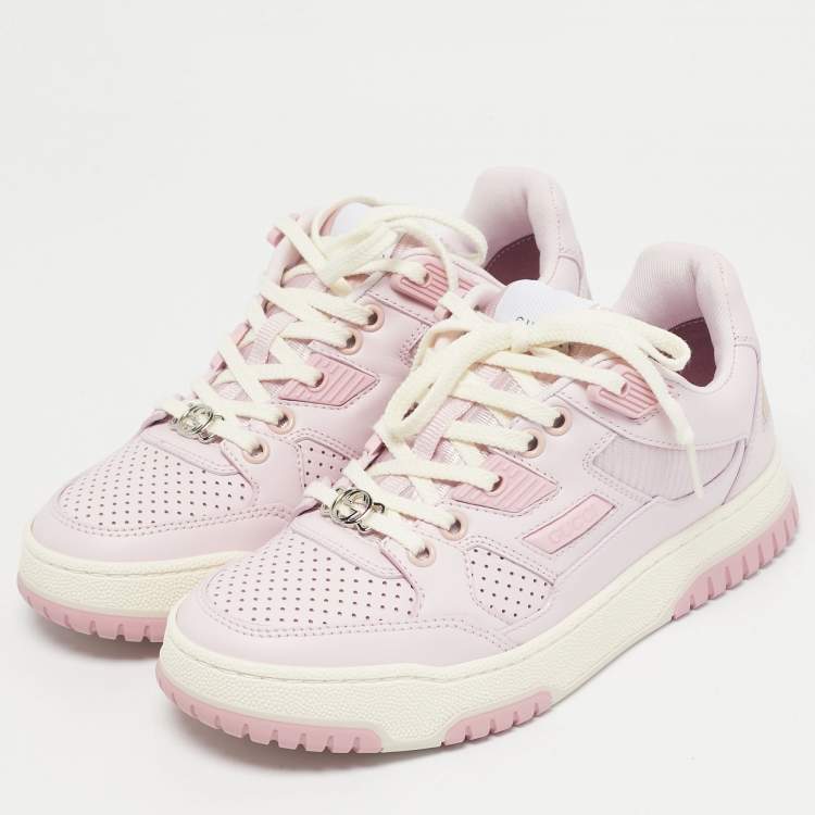 Pre Owned Gucci Pink Leather Jones Sneakers Size 35