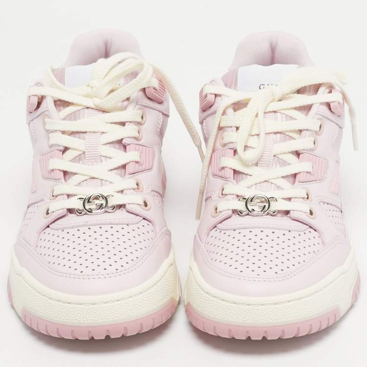 Pre Owned Gucci Pink Leather Jones Sneakers Size 35