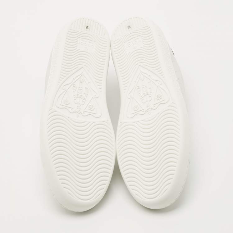 Pre Owned Gucci White Perforated Interlocking G Leather Ace Sneakers Size 36