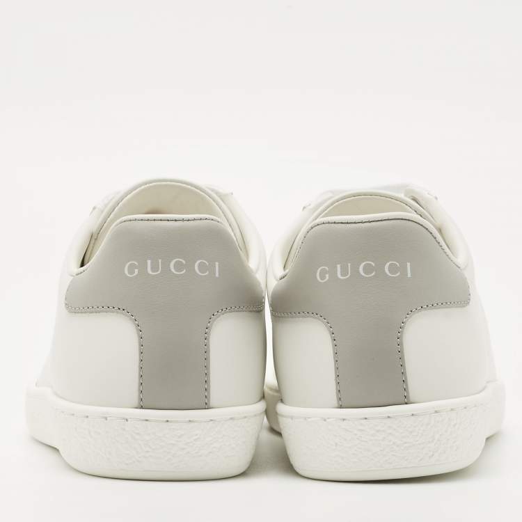 Pre Owned Gucci White Perforated Interlocking G Leather Ace Sneakers Size 36