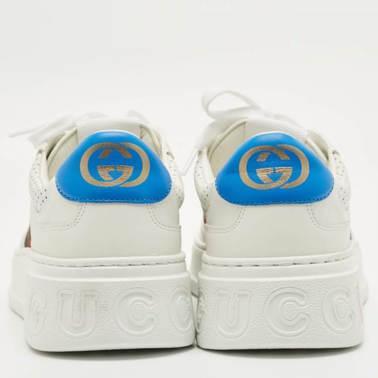 Pre Owned Gucci White Perforated Leather GG Chunky B Sneakers Size 41.5