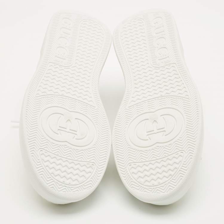 Pre Owned Gucci White Perforated Leather GG Chunky B Sneakers Size 41.5