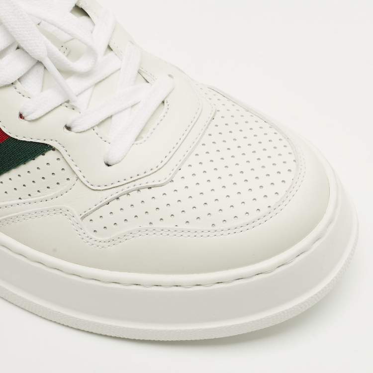 Pre Owned Gucci White Perforated Leather GG Chunky B Sneakers Size 41.5
