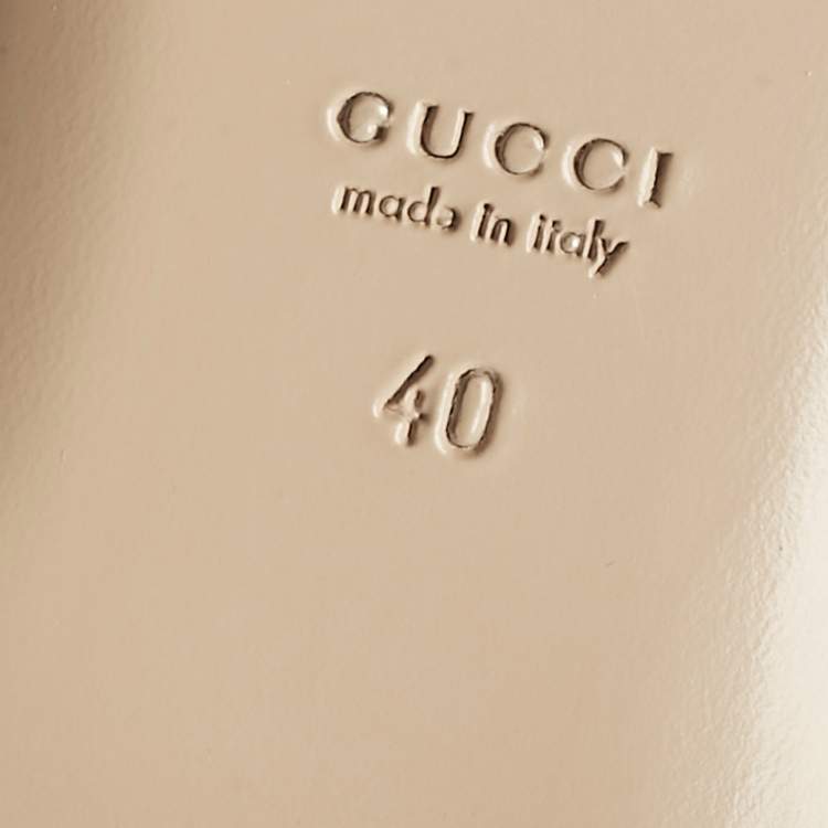 Pre Owned Gucci Orange Leather Interlocking G Logo T Strap Ballet Flats Size 40