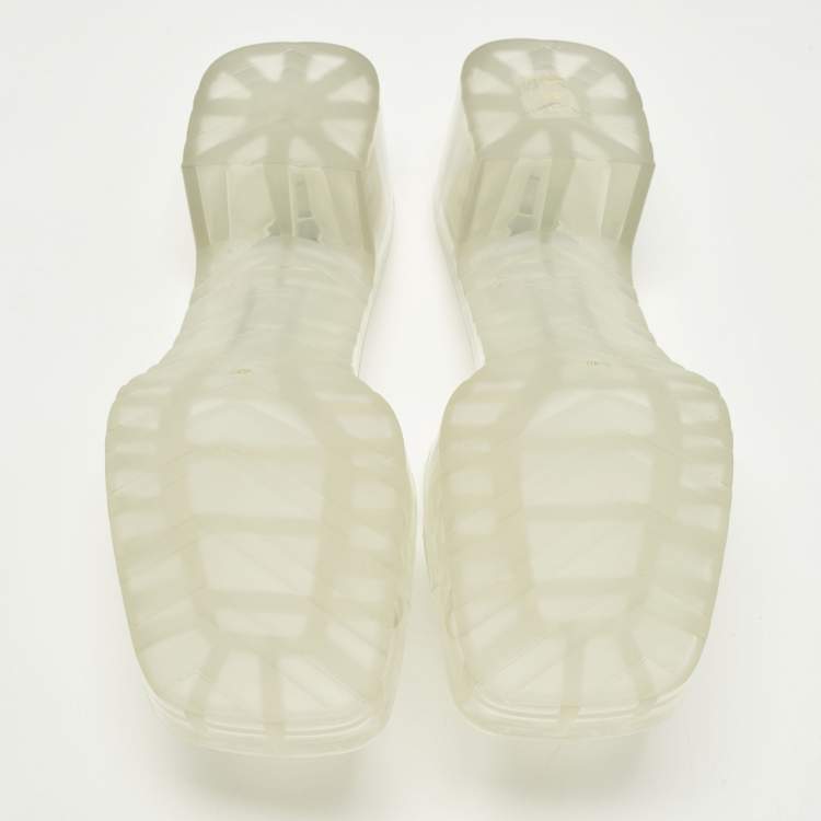 Pre Owned Gucci Embossed Logo Size 40 Transparent Rubber Slide Sandals