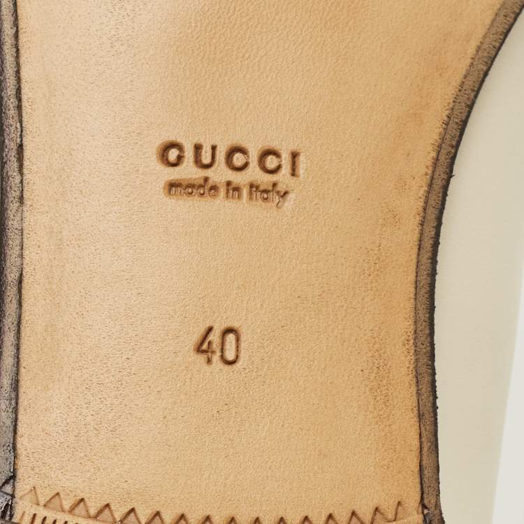 Pre Owned Gucci Horsebit Size 40 Cream Leather Loafers