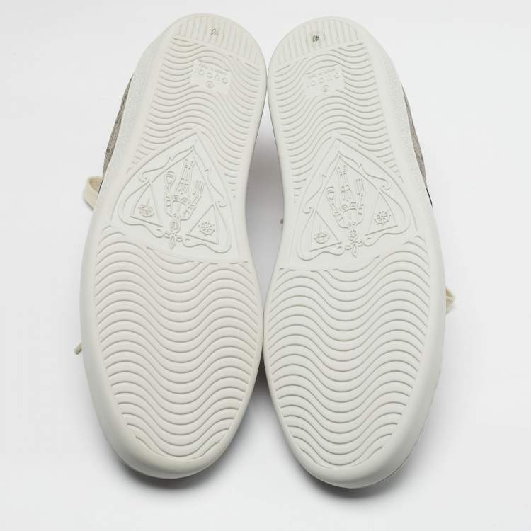 مملوكة مسبقًا Gucci Ace Size 40 Beige/Brown GG Supreme Canvas Low Top Sneakers