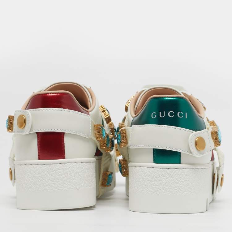 Pre Owned Gucci Flashtrek Chunky Size 35 White Leather Low Top Sneakers