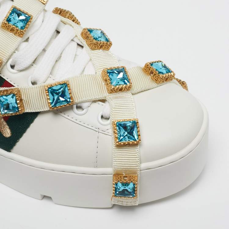 Pre Owned Gucci Flashtrek Chunky Size 35 White Leather Low Top Sneakers