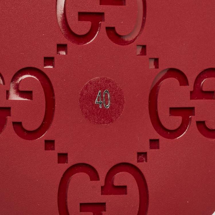 Pre Owned Gucci Double G Size 40 Burgundy Guccissima Leather Flat Sandals