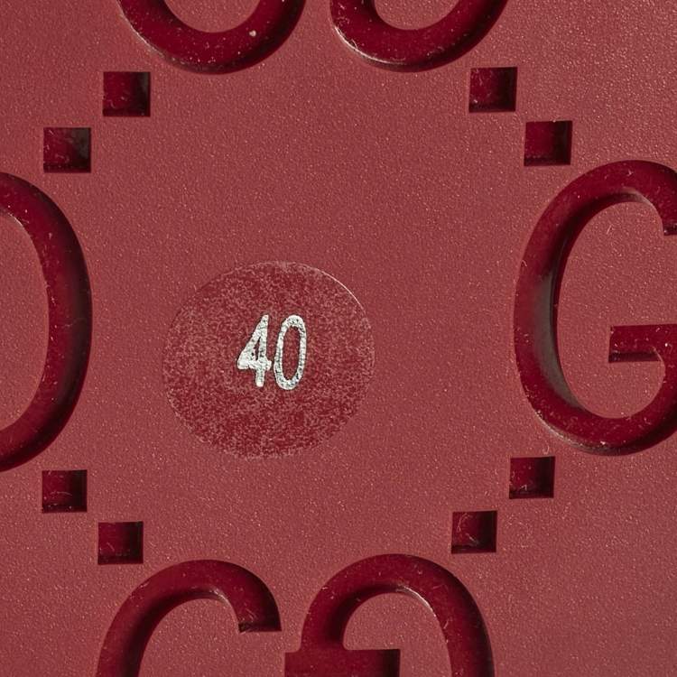 Pre Owned Gucci Double G Size 40 Burgundy Guccissima Leather Flat Sandals