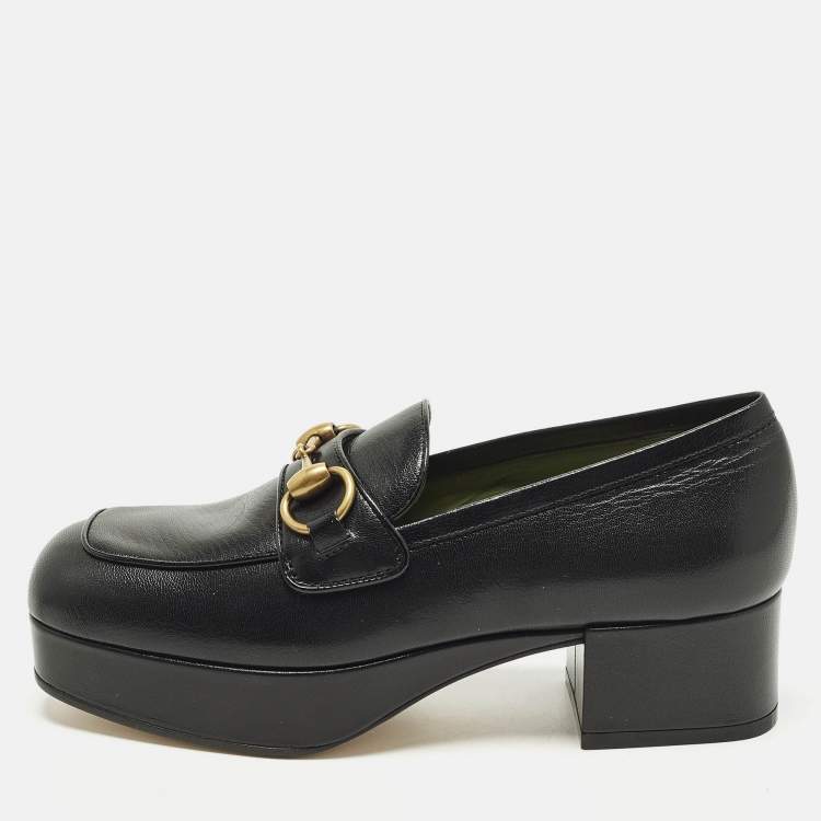Pre Owned Gucci Horsebit Size Black Leather Loafers