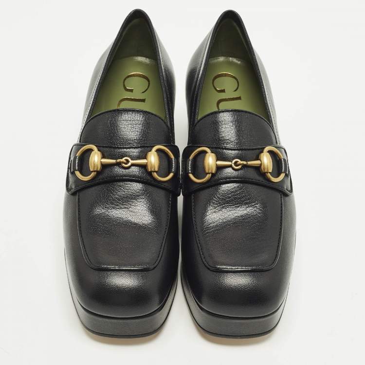 Pre Owned Gucci Horsebit Size Black Leather Loafers