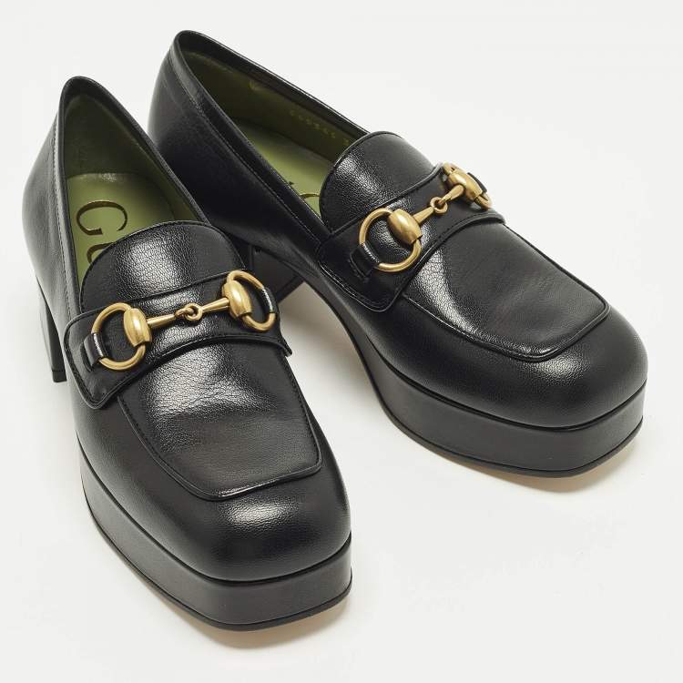 Pre Owned Gucci Horsebit Size Black Leather Loafers