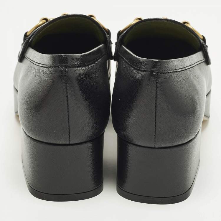 Pre Owned Gucci Horsebit Size Black Leather Loafers