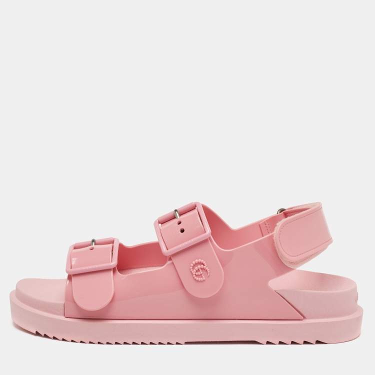 مملوكة مسبقًا Gucci Mini Double G Size 39 Pastel Pink Rubber Flat Sandals