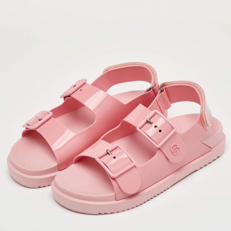 مملوكة مسبقًا Gucci Mini Double G Size 39 Pastel Pink Rubber Flat Sandals