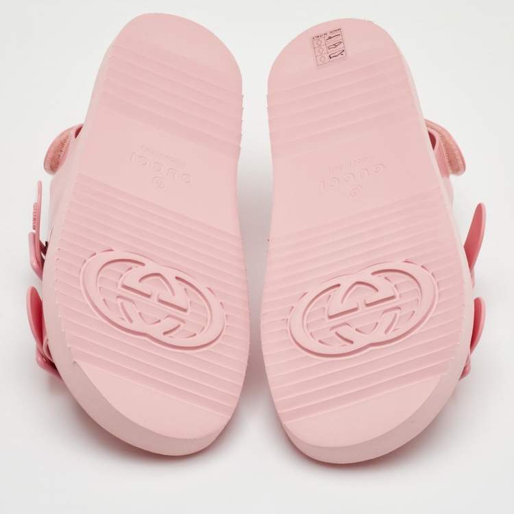 مملوكة مسبقًا Gucci Mini Double G Size 39 Pastel Pink Rubber Flat Sandals