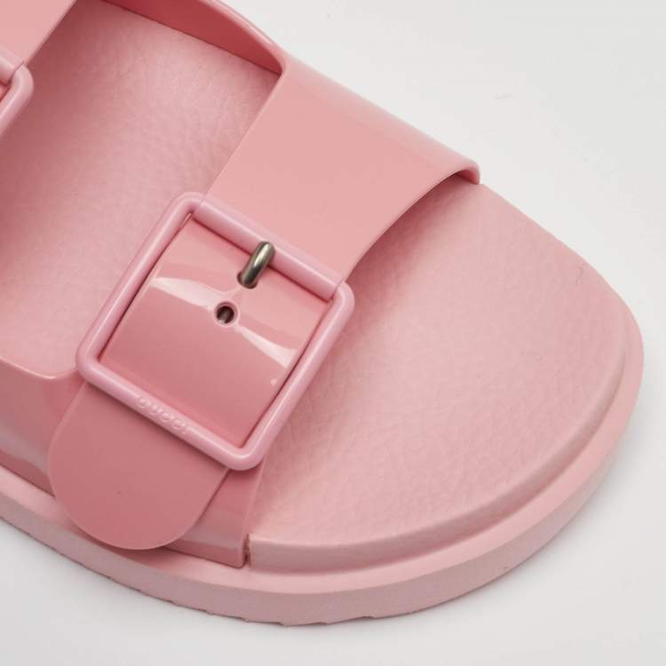 مملوكة مسبقًا Gucci Mini Double G Size 39 Pastel Pink Rubber Flat Sandals