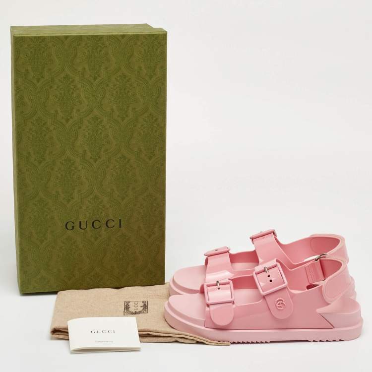 مملوكة مسبقًا Gucci Mini Double G Size 39 Pastel Pink Rubber Flat Sandals