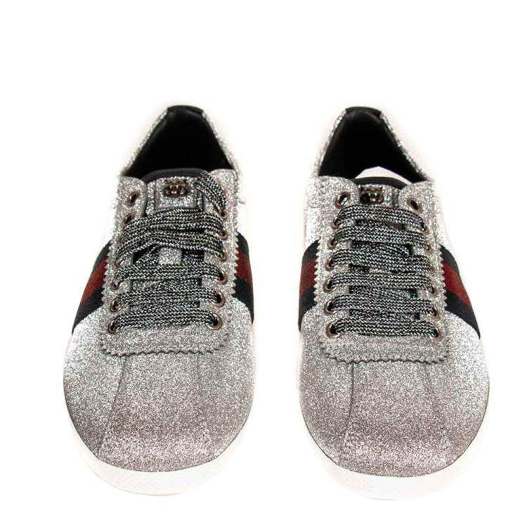 gucci silver glitter sneakers