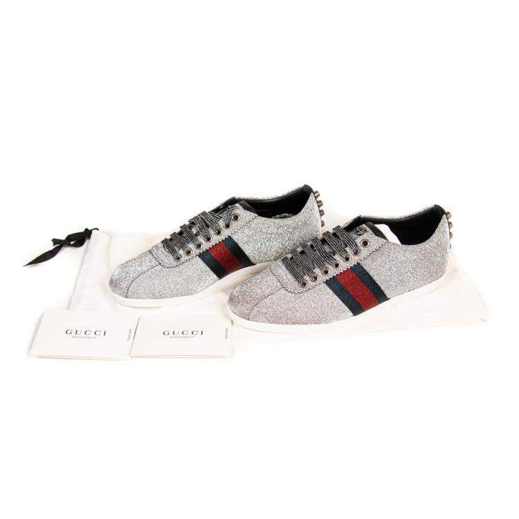 gucci silver sparkle sneakers