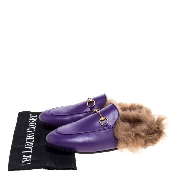 flat mules with fur